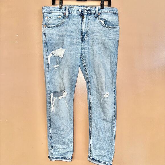 Levi's Levi Strauss Men's Slim Straight Distressed Blue Denim Jeans- Size 33/30 - Picture 1 of 10